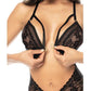 Lace & Mesh Teddy w/Front Clasp & Lace Up Back Black - SEXYEONE