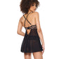 Lace and Mesh Underwire Babydoll w/Thong - Black/Rose Gold - SEXYEONE