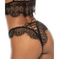 Lace Bralette & Thong Panty w/Lace Up Back Black - SEXYEONE