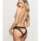 Lace Panty w/Heart Cut Out Back & Pearl Chain Detail - Black - SEXYEONE