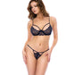 Lace Underwire Top w/Peek-a-Boo G-String & Garter - Midnight Blue - SEXYEONE