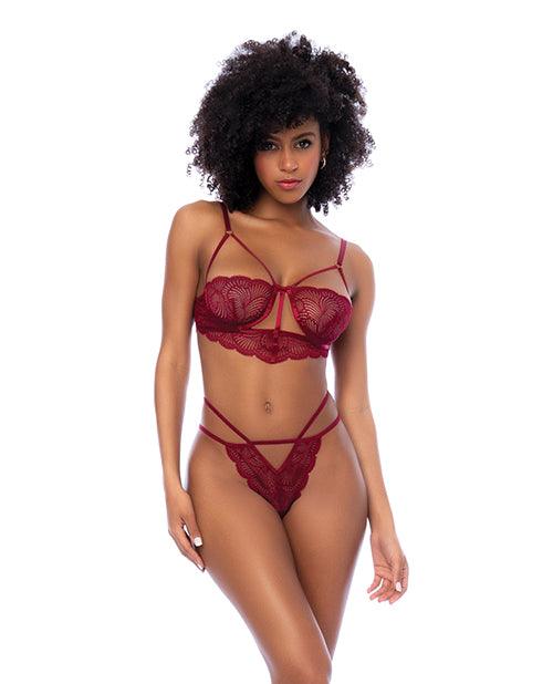 product image, Lace Underwire Top w/Thong 2 pc Set - Rosewood - SEXYEONE