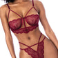 Lace Underwire Top w/Thong 2 pc Set - Rosewood - SEXYEONE