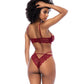 Lace Underwire Top w/Thong 2 pc Set - Rosewood - SEXYEONE