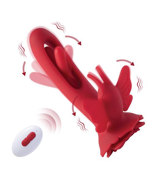 Layla Rosy Butterfly Clit Stimulator Flapping G-spot Vibrator - Red - SEXYEONE