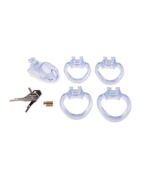 image of product,Lockmaster 3.5" Side Lock Resin Cock Cage - Clear - SEXYEONE