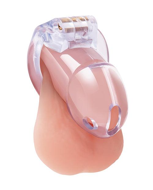 image of product,Lockmaster 3.5" Side Lock Resin Cock Cage - Clear - SEXYEONE