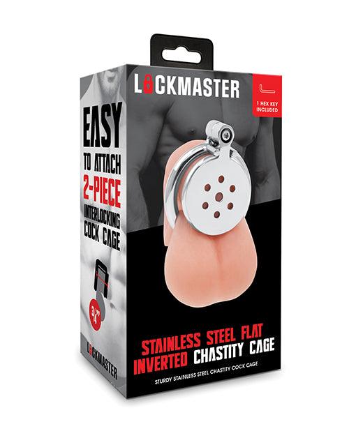 product image, Lockmaster Stainless Steel Flat Inverted Chastity Cage - Silver - SEXYEONE