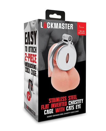 Lockmaster Stainless Steel Inverted Chastity Cage w/Cats Eye - Silver - SEXYEONE