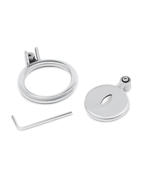 image of product,Lockmaster Stainless Steel Inverted Chastity Cage w/Cats Eye - Silver - SEXYEONE