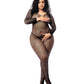 Long Sleeved All Over Fishnet Body Stocking Black - SEXYEONE