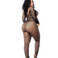 Long Sleeved All Over Fishnet Body Stocking Black - SEXYEONE