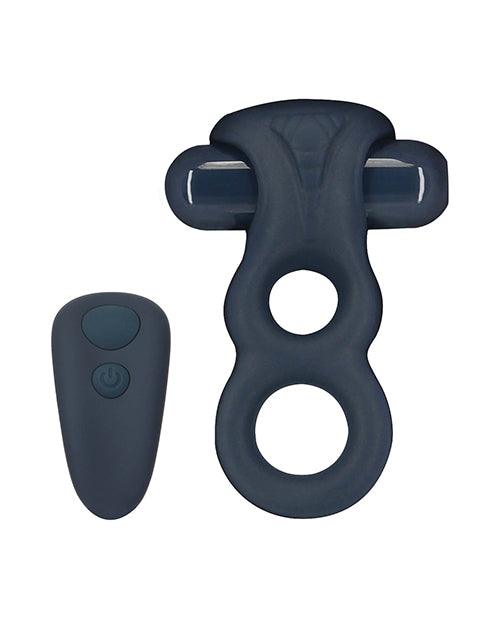 image of product,Lux Active Triad 4.5" Vibrating Dual Ring W/remote - Dark Blue - SEXYEONE