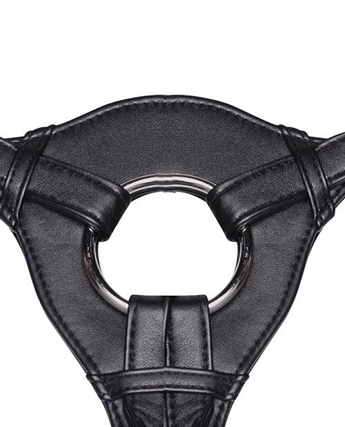 image of product,Lux Fetish Patent Leather Strap On Harness - Black - SEXYEONE