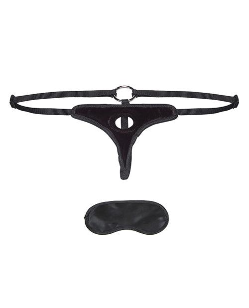 image of product,Lux Fetish Velvet Bikini Strap On - Black - SEXYEONE