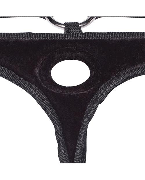 Lux Fetish Velvet Bikini Strap On - Black - SEXYEONE