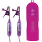 Lux Fetish Vibrating Nipple Clamps w/Wired Remote Control - Pink/Purple - SEXYEONE