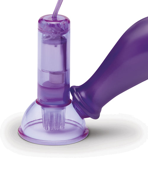 image of product,Lux Fetish Vibrating Nipple Suckers w/Wired Remote Control - Purple - SEXYEONE