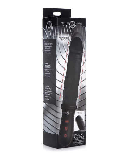 Master Series 8X Auto Pounder Vibrating & Thrusting Dildo w/Handle - Black - SEXYEONE