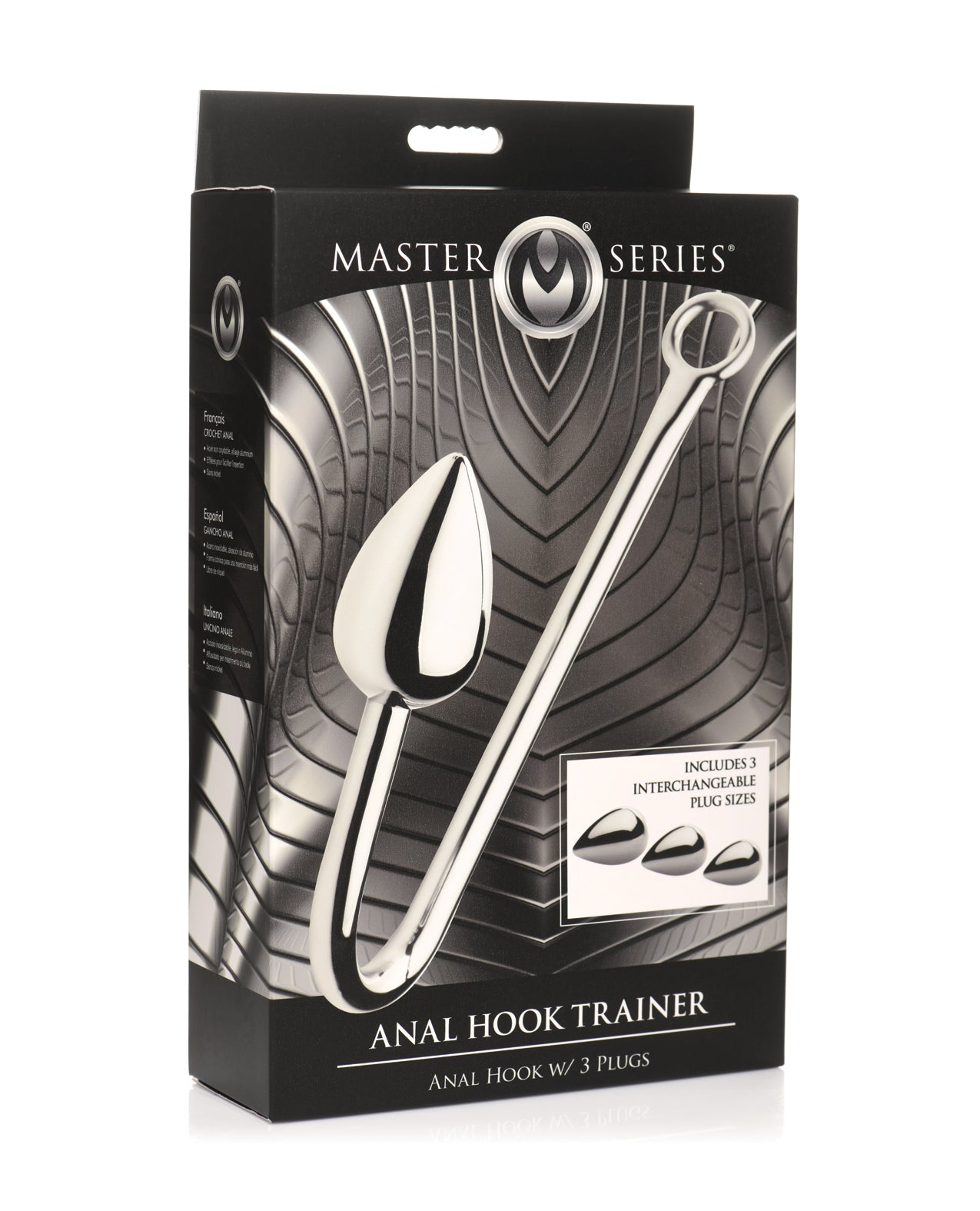 product image, Master Series Anal Hook Trainer w/3 Plugs - Silver - SEXYEONE