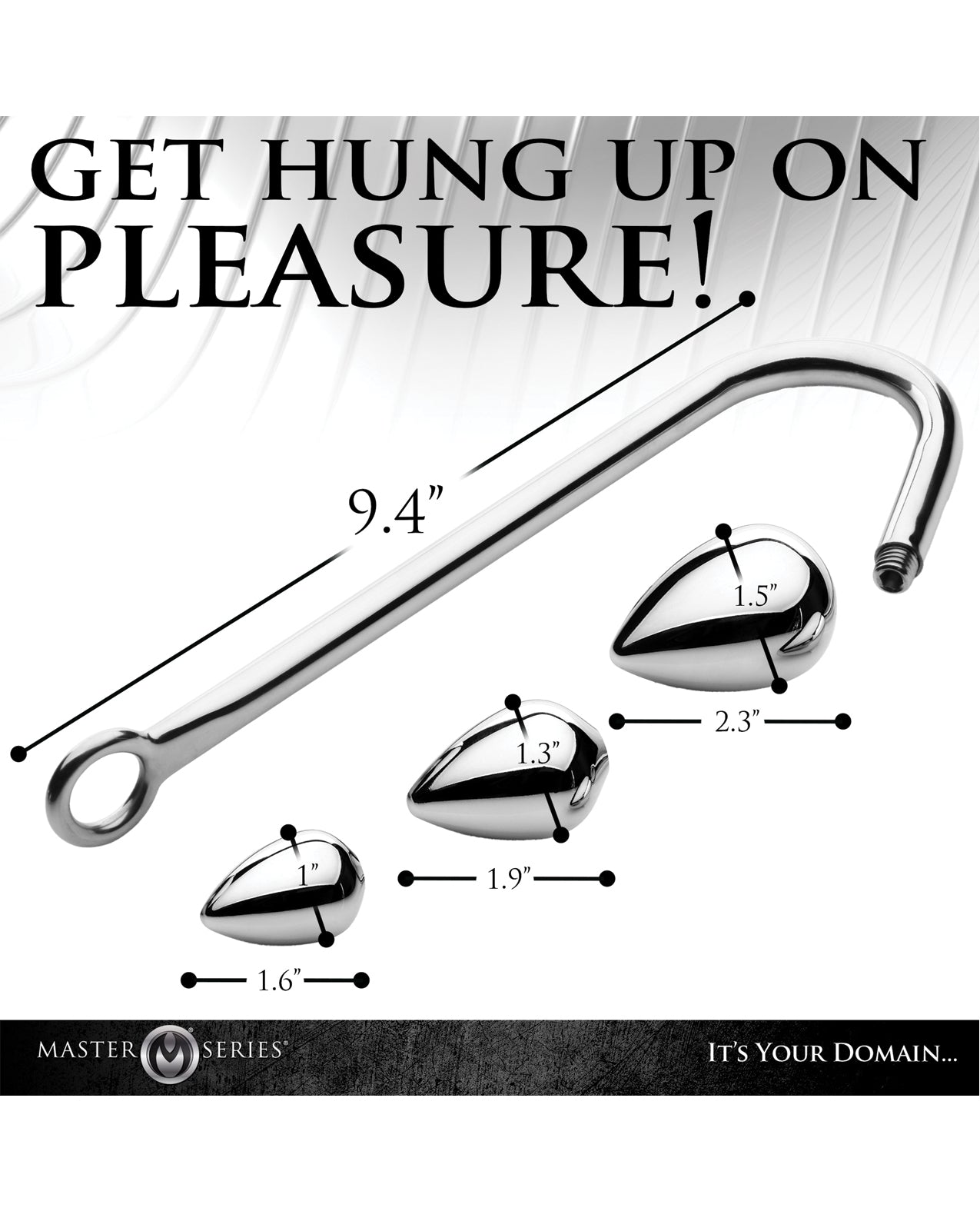 image of product,Master Series Anal Hook Trainer w/3 Plugs - Silver - SEXYEONE