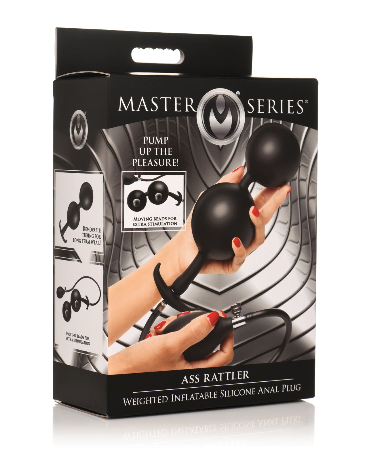 product image, Master Series Ass Rattler Weighted Inflatable Silicone Anal Plug - Black - SEXYEONE