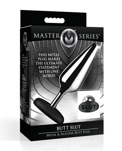 Master Series Butt Slut Metal & Silicone Butt Plug - Metal/Black - SEXYEONE