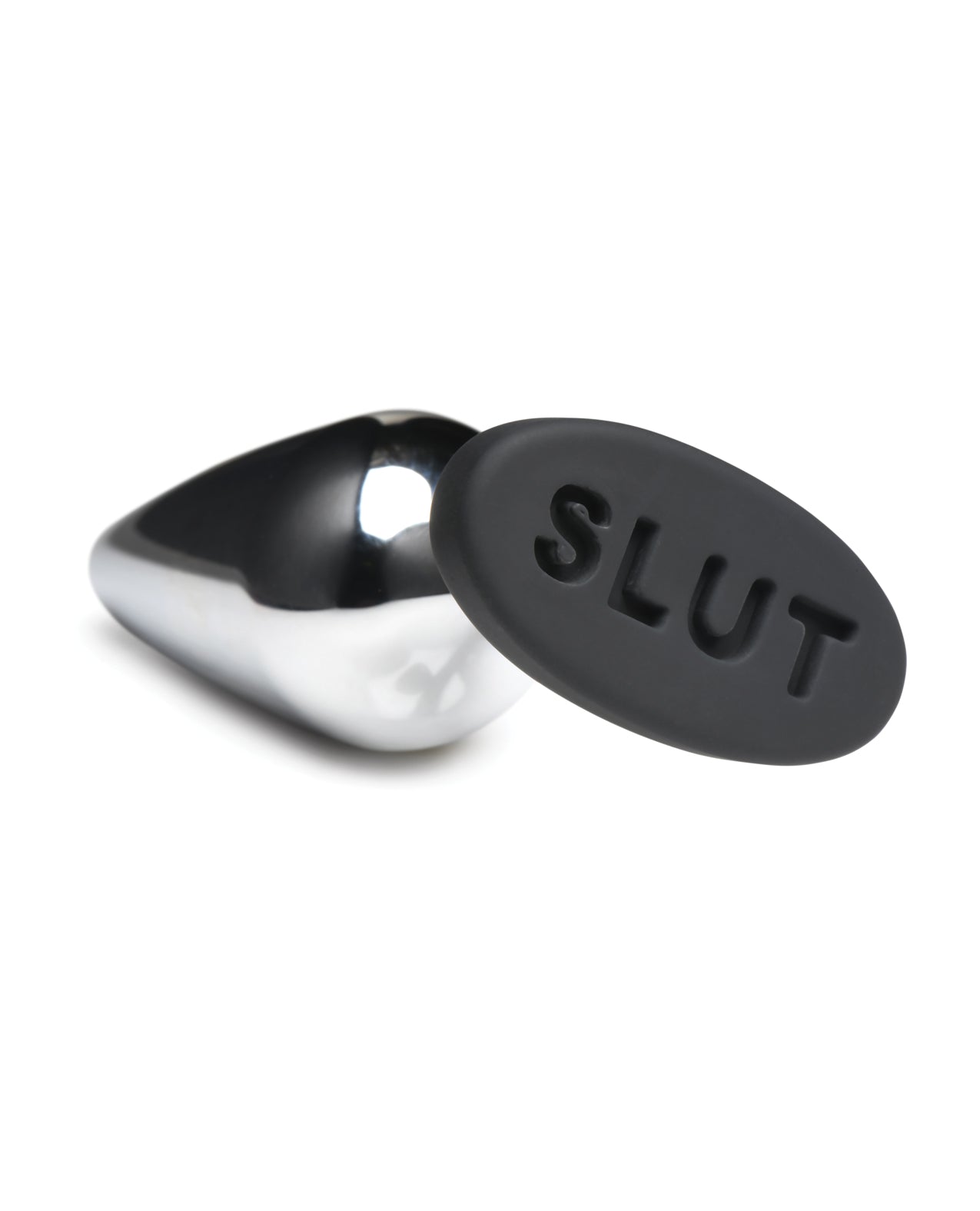 image of product,Master Series Butt Slut Metal & Silicone Butt Plug - Metal/Black - SEXYEONE