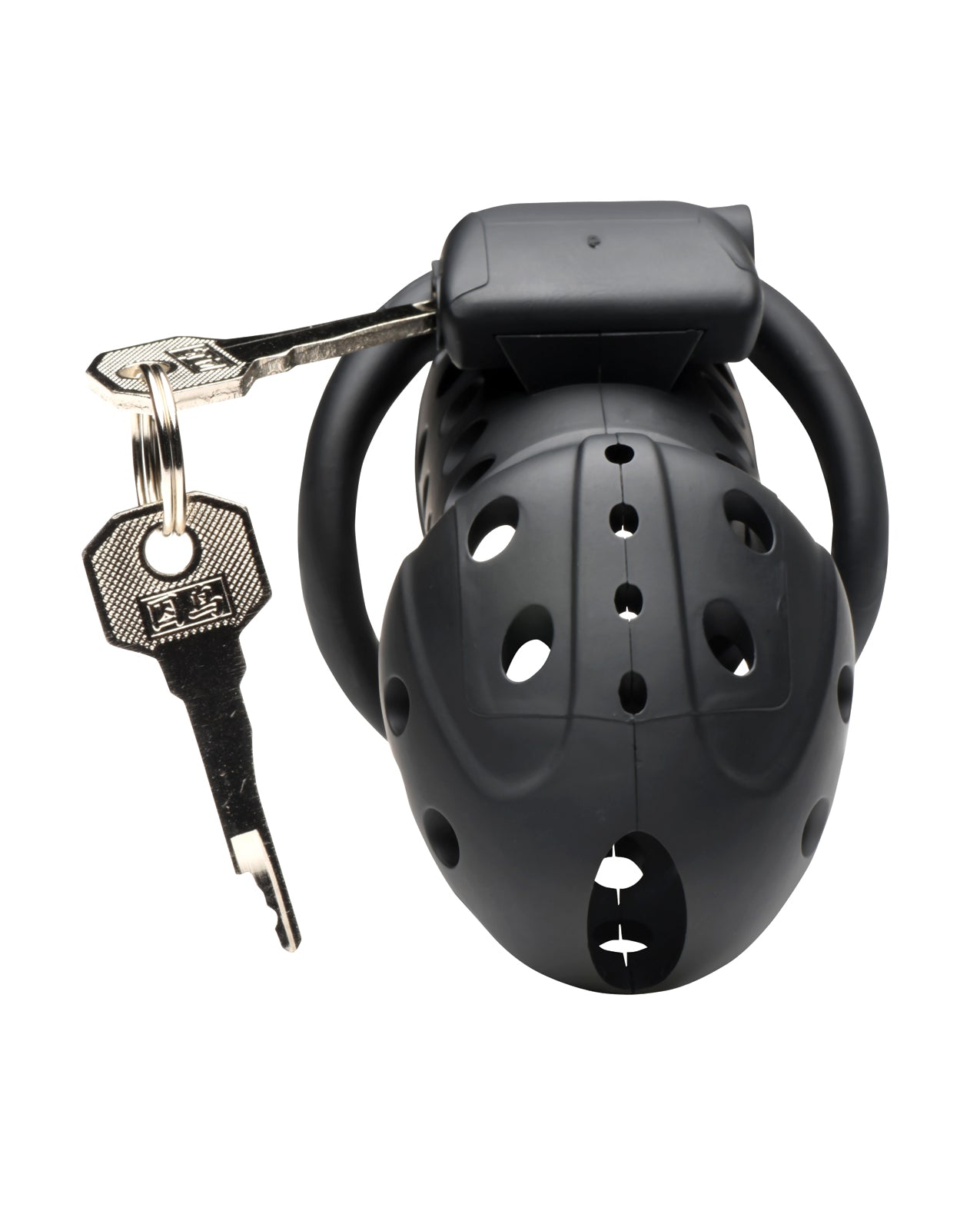 image of product,Master Series Lock Down Chastity Cage - Black - SEXYEONE