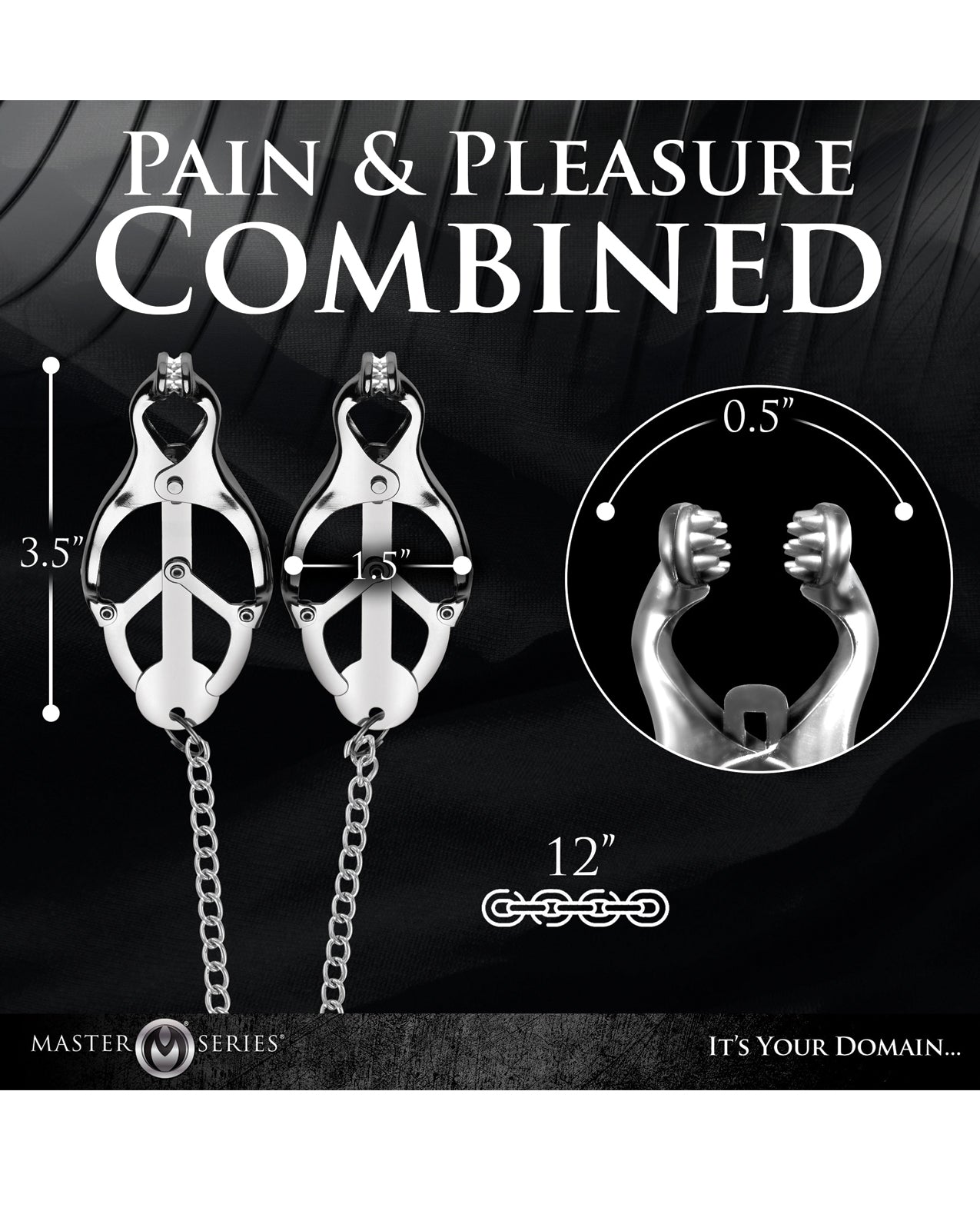 image of product,Master Series Tyrant Spiked Clover Nipple Clamps - Silver - SEXYEONE