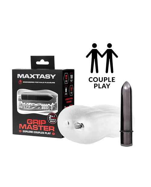 product image, Maxtasy Grip Master Sleeve & Bullet - Clear - SEXYEONE