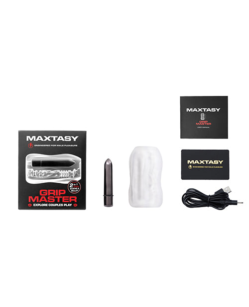 image of product,Maxtasy Grip Master Sleeve & Bullet - Clear - SEXYEONE