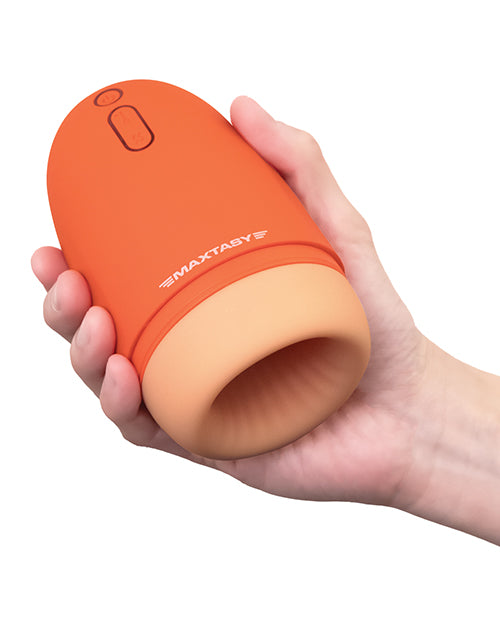 image of product,Maxtasy Stamina Master Heat up & Vibrating Stroker - Orange - SEXYEONE