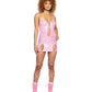 Metallic Iridescent Dress w/Attached Leg Straps - Pink - SEXYEONE