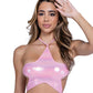 Metallic Iridescent Star Tie Top - Pink - SEXYEONE