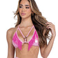 Metallic Iridescent Triangle Top w/Fringe - Pink O/S - SEXYEONE