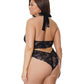 Metallic Stretch Lace Crotchless Teddy Black/ Rose Gold OQ - SEXYEONE