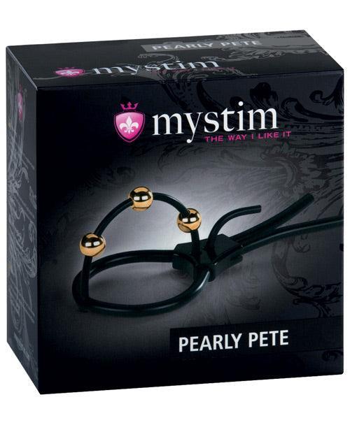 product image, Mystim Pearly Pete Corona Strap w/Gold Balls - Black - SEXYEONE