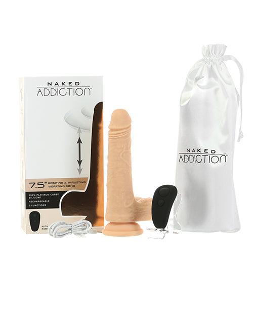image of product,Naked Addiction The Freak 7.5" Rotating & Thrusting Vibrating Dong - Ivory - SEXYEONE