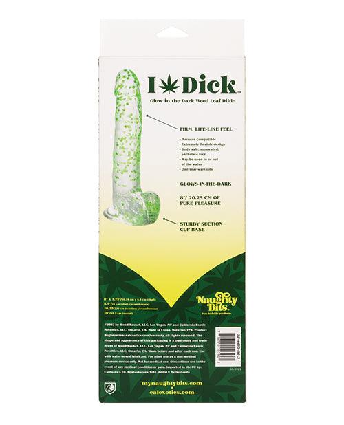 image of product,Naughty Bits I Leaf Dick Glow In The Dark Weed Leaf Dildo - SEXYEONE