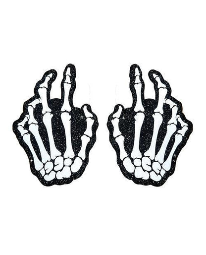 Neva Nude Holographic Skeleton Hands Pasties - White/Black O/S - SEXYEONE