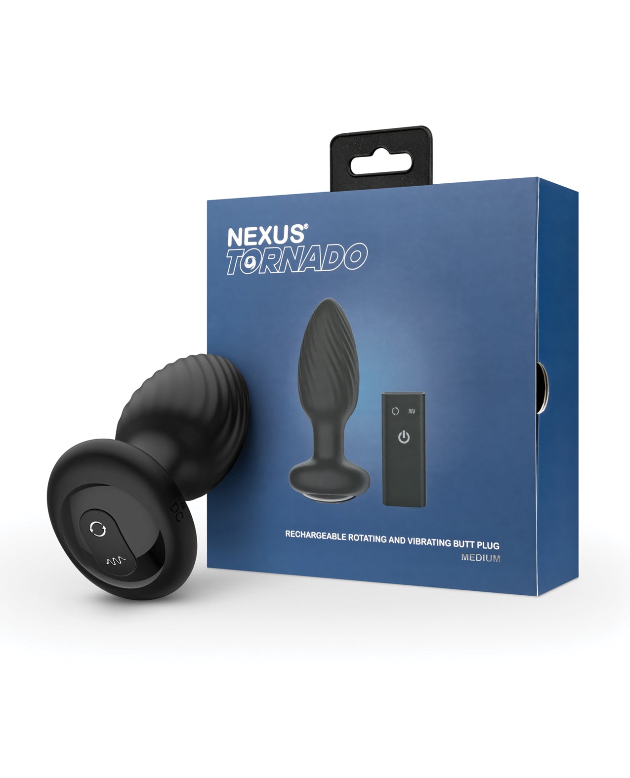 product image, Nexus Tornado Rotating & Vibrating Medium Butt Plug w/Remote - Black - SEXYEONE