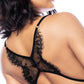 Night Butterfly Bodysuit w/Hook and Eye Crotch Closure - Black - SEXYEONE