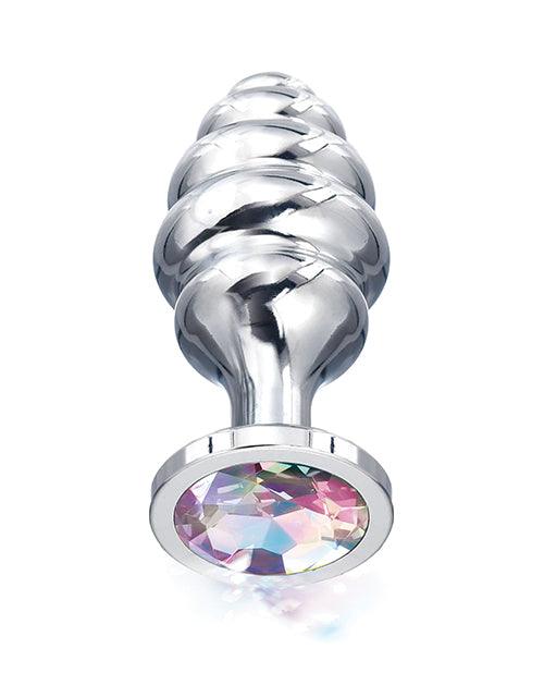 product image,Nixie Honey Dipper Ribbed Metal Rainbow Jeweled Butt Plug - SEXYEONE
