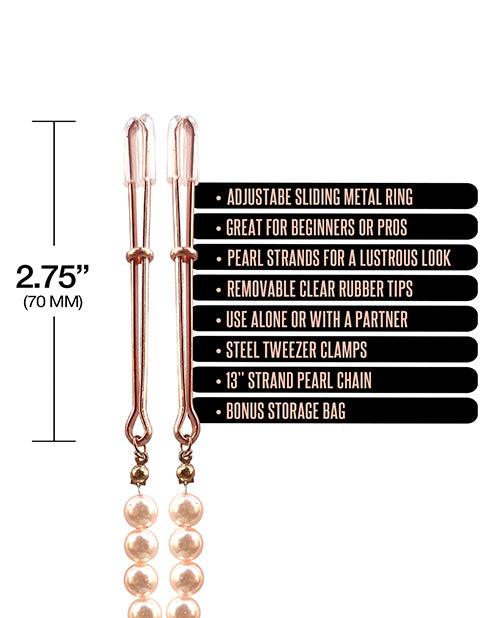 image of product,Nixie Pearl Drop Tweezer Nipple Clamps - SEXYEONE