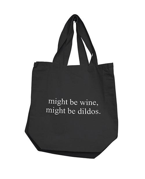 product image, Nobu Might Be Wine, Might Be Dildos Reusable Tote - Black - SEXYEONE