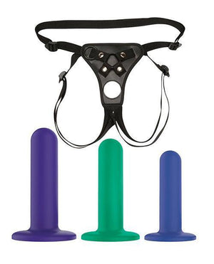 Nobu Tai Silicone Dildo Set w/Adjustable Strap On - 3 Piece Kit Assorted Colors - SEXYEONE