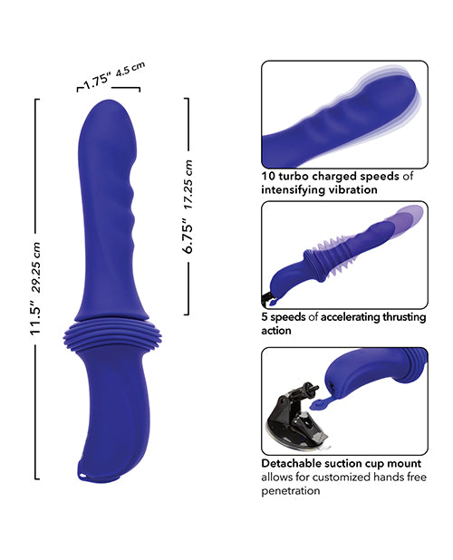 Overdrive Ridged Shaft Remote Control Sex Machine - Blue - SEXYEONE