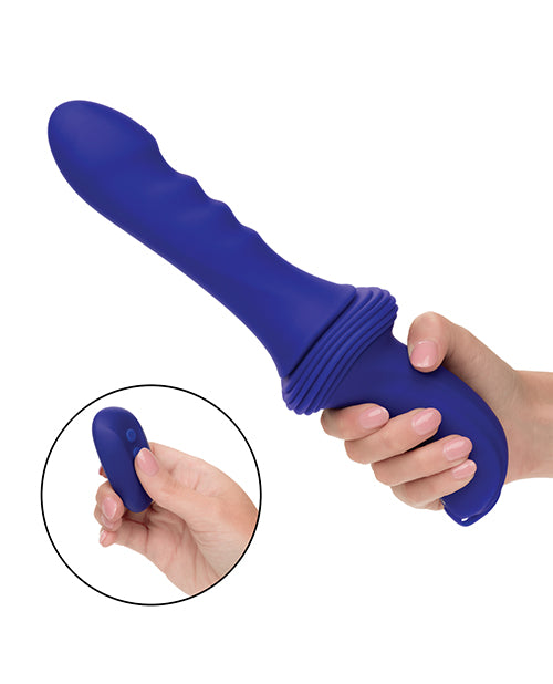 Overdrive Ridged Shaft Remote Control Sex Machine - Blue - SEXYEONE