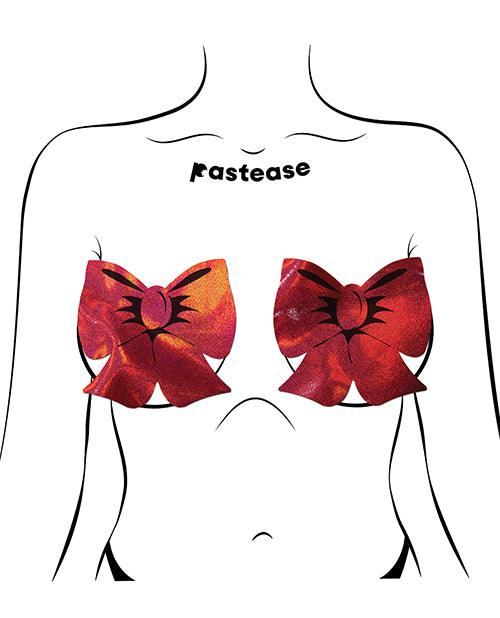image of product,Pastease Coverage Holographic Bow - Red O/S - SEXYEONE